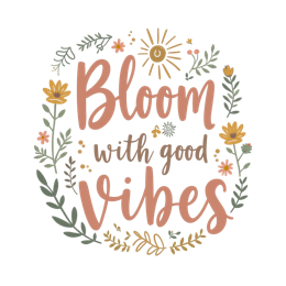 bloom flower vibes SVG PNG design with hand-drawn style, bold lettering, floral elements
