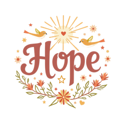 hope birds flowers shirt SVG PNG design with hand-drawn style, bold lettering, white and red floral elements