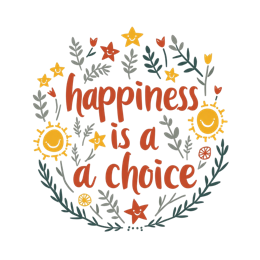 happiness choice flower SVG PNG design with hand-drawn style, white and orange floral elements, an uplifting message