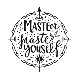 mastering self motivation SVG PNG design with hand-drawn style, bold lettering, black and white floral elements