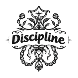 discipline flora floral SVG PNG design with bold lettering, black and white floral elements