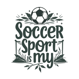 soccer sport SVG PNG design with bold lettering, black and white floral elements