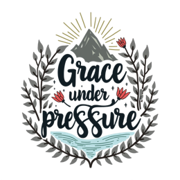 grace under pressure SVG PNG design with hand-drawn style, red floral elements