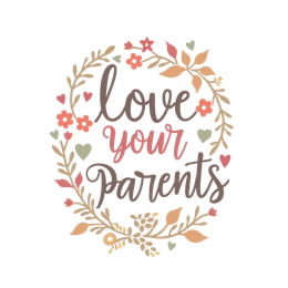 love your parents wreath SVG PNG design with bold lettering, pink and red floral elements