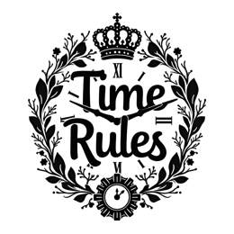 time rules floral SVG PNG design with bold lettering, black and white floral elements