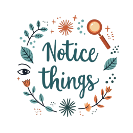 notice things SVG PNG design with hand-drawn style, green floral elements