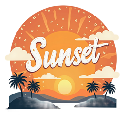 sunset island SVG PNG design with bold lettering