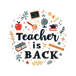 teacher back SVG PNG design with bold lettering, floral elements