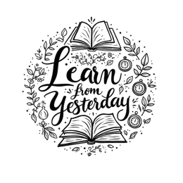 learning inspiration SVG PNG design with hand-drawn style, bold lettering, black and white floral elements