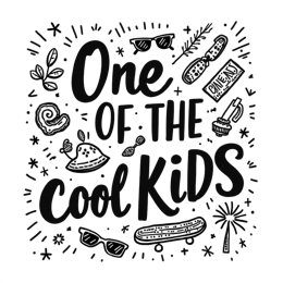 cool kids SVG PNG design with hand-drawn style, bold lettering, black and white floral elements