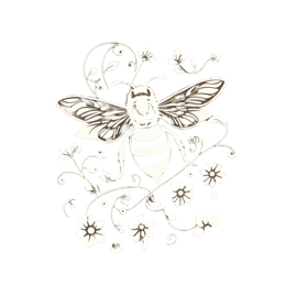 bee flowers floral SVG PNG design with hand-drawn style, white floral elements