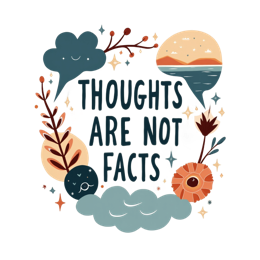thoughts quotes flower SVG PNG design with bold lettering, orange and green floral elements, an uplifting message