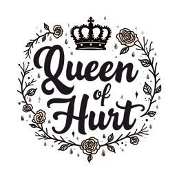 queen of hurt wreath SVG PNG design with black and white floral elements