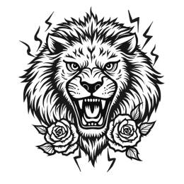 lion roses SVG PNG design with clean design elements