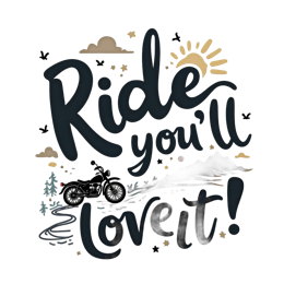 ride motorcycle SVG PNG design with hand-drawn style, bold lettering