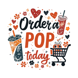 order a pop today floral SVG PNG design with hand-drawn style, bold lettering, orange and red floral elements