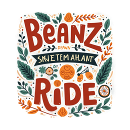 beanz rides SVG PNG design with bold lettering, orange and green floral elements