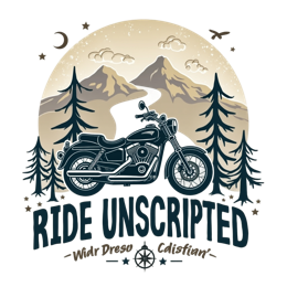 unscripted motorcycle mountains SVG PNG design with bold lettering