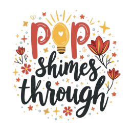 pop shines through SVG PNG design with hand-drawn style, bold lettering, black and orange floral elements