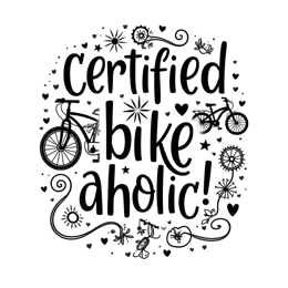 bike graphics typography SVG PNG design with hand-drawn style, bold lettering, black and white floral elements