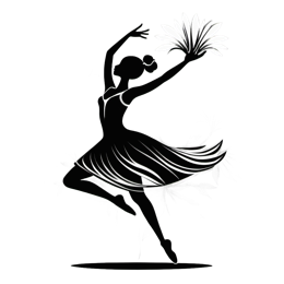 dancer flower SVG PNG design with black and white floral elements