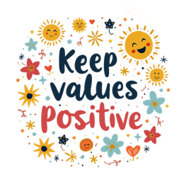 positive values SVG PNG design with bold lettering, pink and red floral elements, an uplifting message