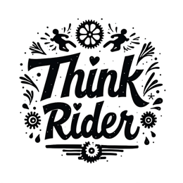 think rider SVG PNG design with bold lettering, black and white floral elements