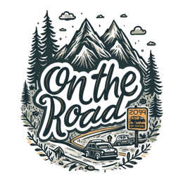 on the road mountains SVG PNG design with bold lettering