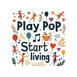 play pop start living SVG PNG design with bold lettering, floral elements