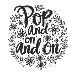 pop flower SVG PNG design with hand-drawn style, bold lettering, black and white floral elements