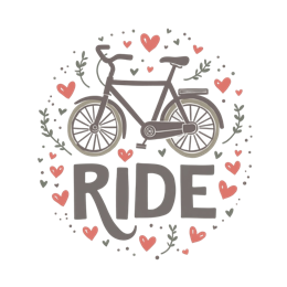 bicycle hearts SVG PNG design with bold lettering, red floral elements
