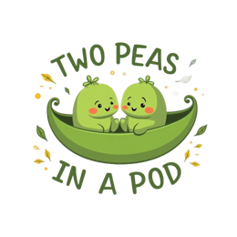 two peas cute SVG PNG design with green and yellow floral elements