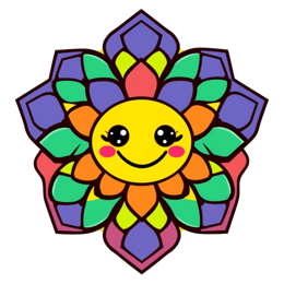 colors smiley flower SVG PNG design with orange and pink floral elements, an elegant visual style