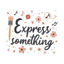 express SVG PNG design with hand-drawn style, bold lettering, white and orange floral elements