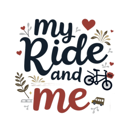 my ride and me SVG PNG design with hand-drawn style, bold lettering, white and red floral elements