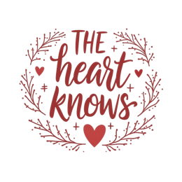 heart knows floral SVG PNG design with bold lettering, red floral elements, an uplifting message