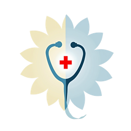 healthcare stethoscope flower SVG PNG design with red and blue floral elements