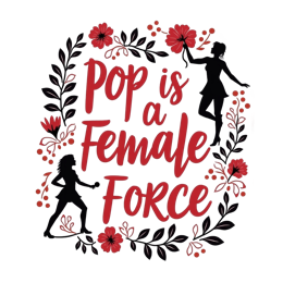 pop female force shirt SVG PNG design with bold lettering, black and white floral elements
