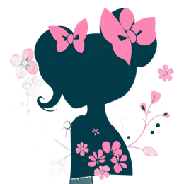 girls bows floral SVG PNG design with pink and blue floral elements