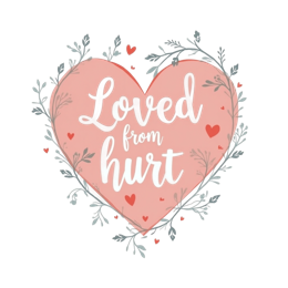 loved from hurt floral SVG PNG design with bold lettering, white and pink floral elements, an uplifting message