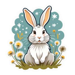 bunny wildflowers SVG PNG design with clean design elements, white and blue floral elements