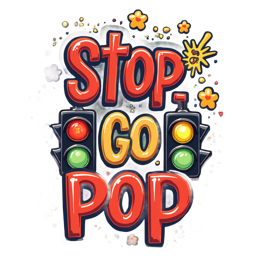 stop go pop SVG PNG design with bold lettering, orange and red floral elements