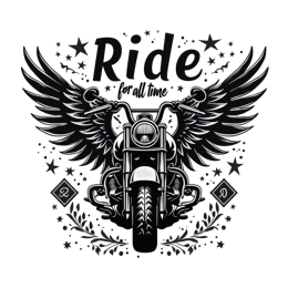 bike wings floral SVG PNG design with bold lettering, black and white floral elements