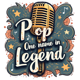 pop microphone legend SVG PNG design with bold lettering, blue floral elements
