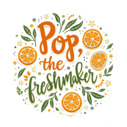 freshmaker citrus SVG PNG design with white and orange floral elements