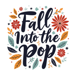 autumn fall pop SVG PNG design with bold lettering, orange and red floral elements