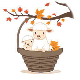 autumn sheep SVG PNG design with white and orange floral elements