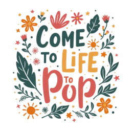 flora typography SVG PNG design with hand-drawn style, bold lettering, orange and pink floral elements