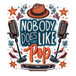 music pop shirt SVG PNG design with bold lettering, orange and blue floral elements