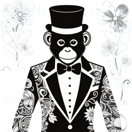 monkey flower SVG PNG design with black and white floral elements